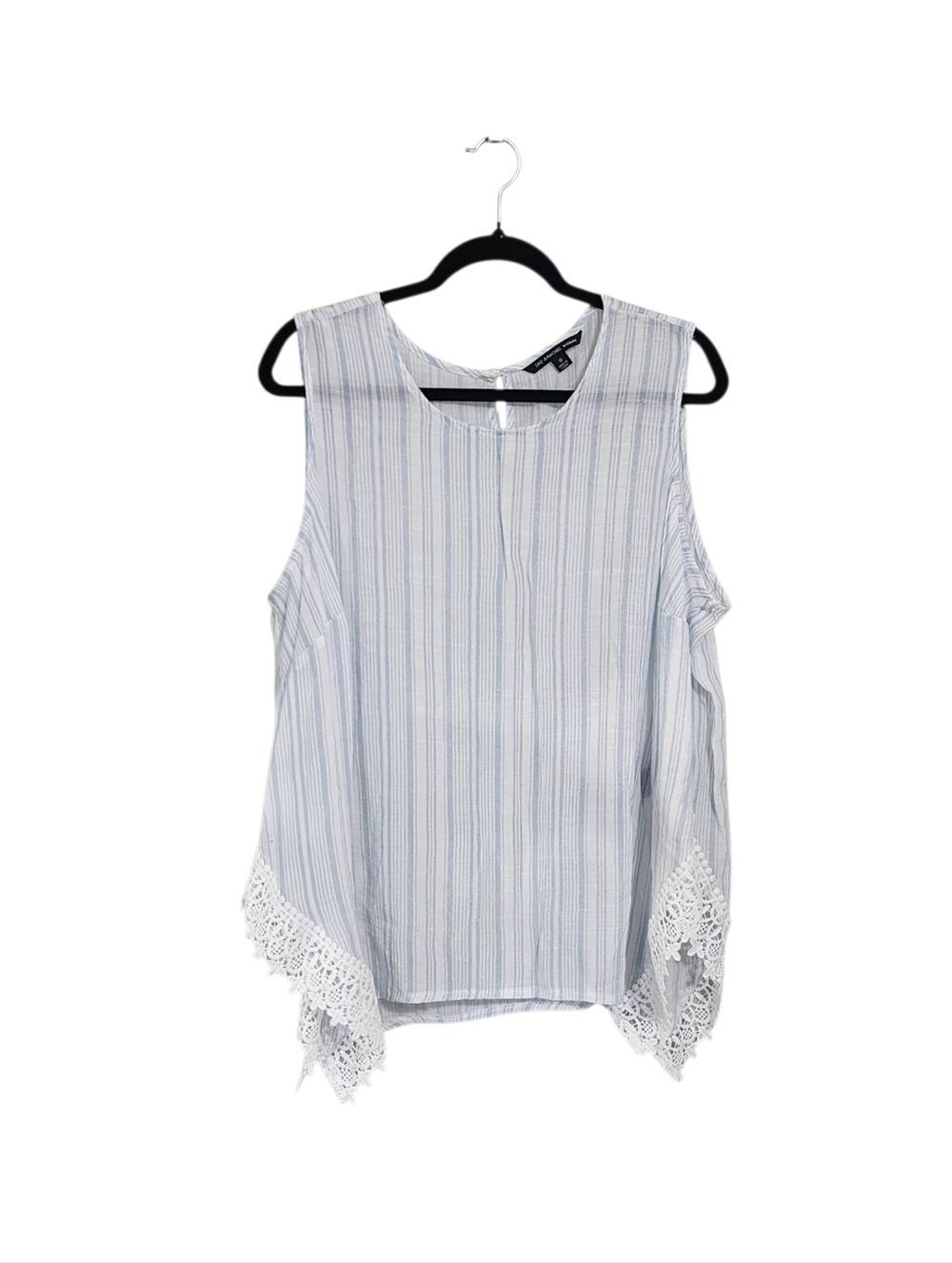 Zac & Rachel Tank Top 1X Blue White Striped Flowy Lightweight